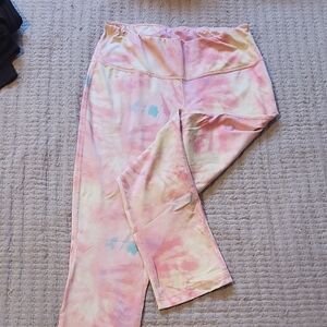 ZELOS Tie-Dye Leggings - Pink and Yellow